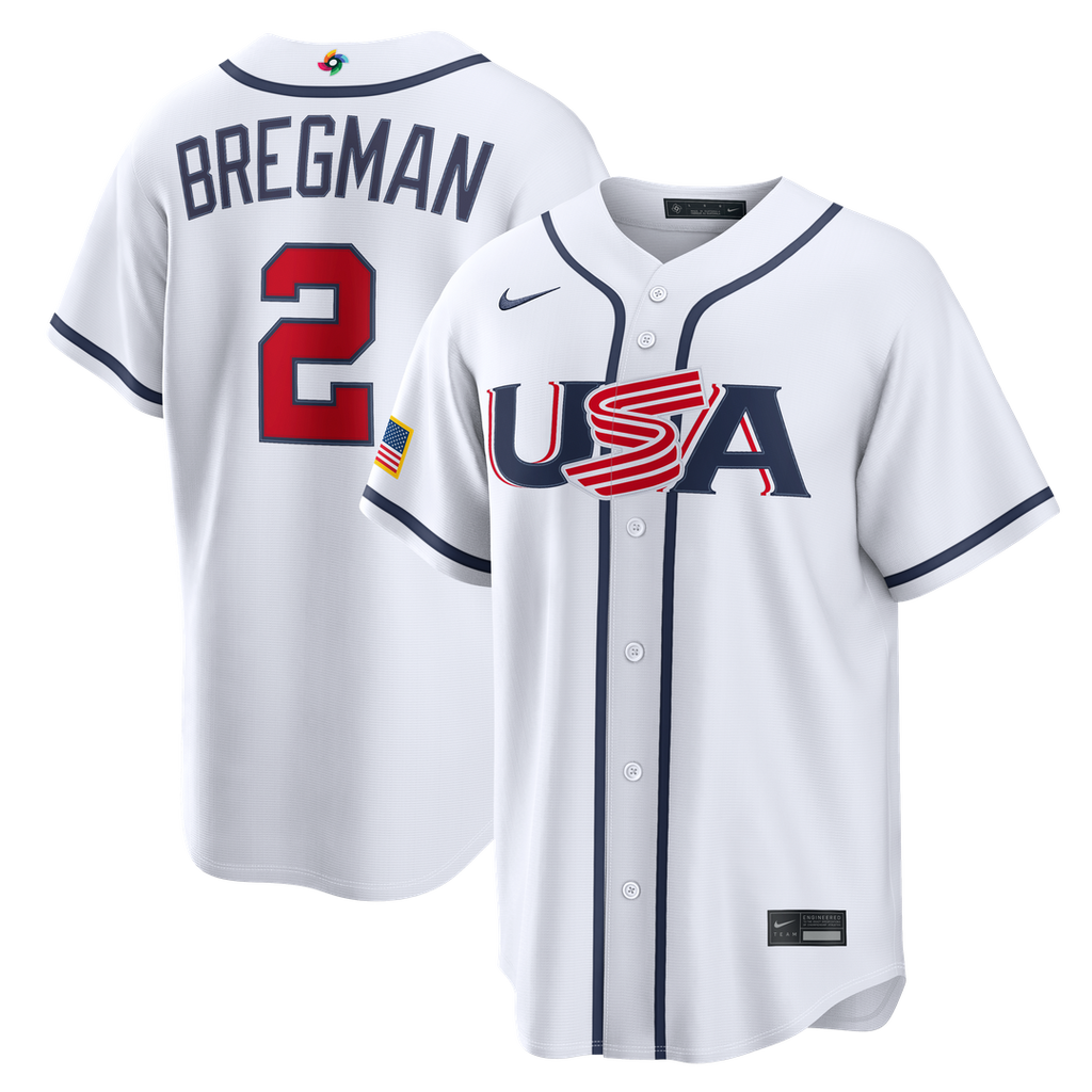 Men's USA Baseball Alex Bregman White 2026 World Baseball Classic Home Stadium MLB Baseball Jersey - view 1