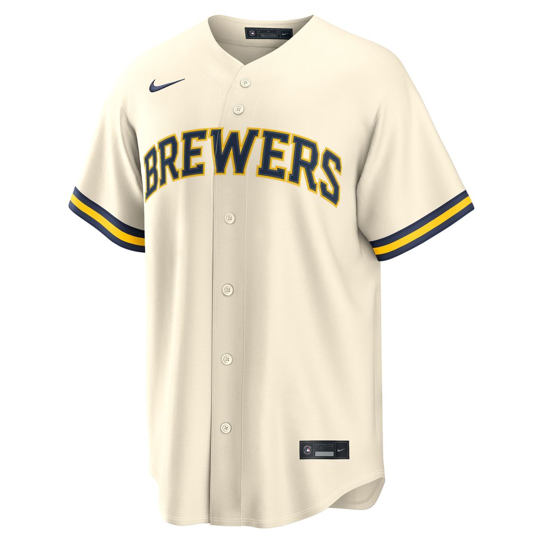 Men's Milwaukee Brewers Andrew Vaughn Cream Home Replica MLB Baseball Jersey - view 4