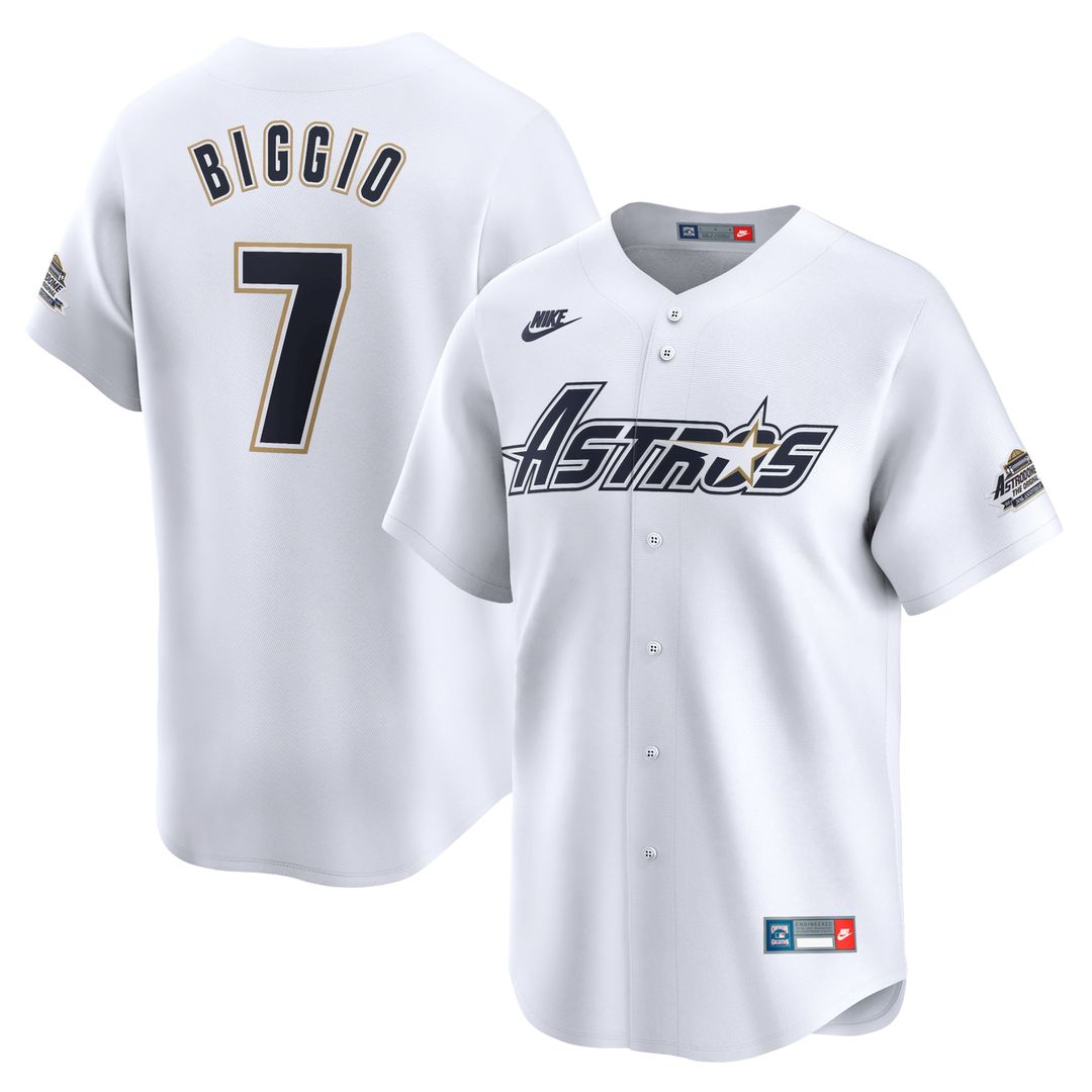 Men's Houston Astros Craig Biggio White Throwback Cooperstown Collection Limited MLB Baseball Jersey - view 1