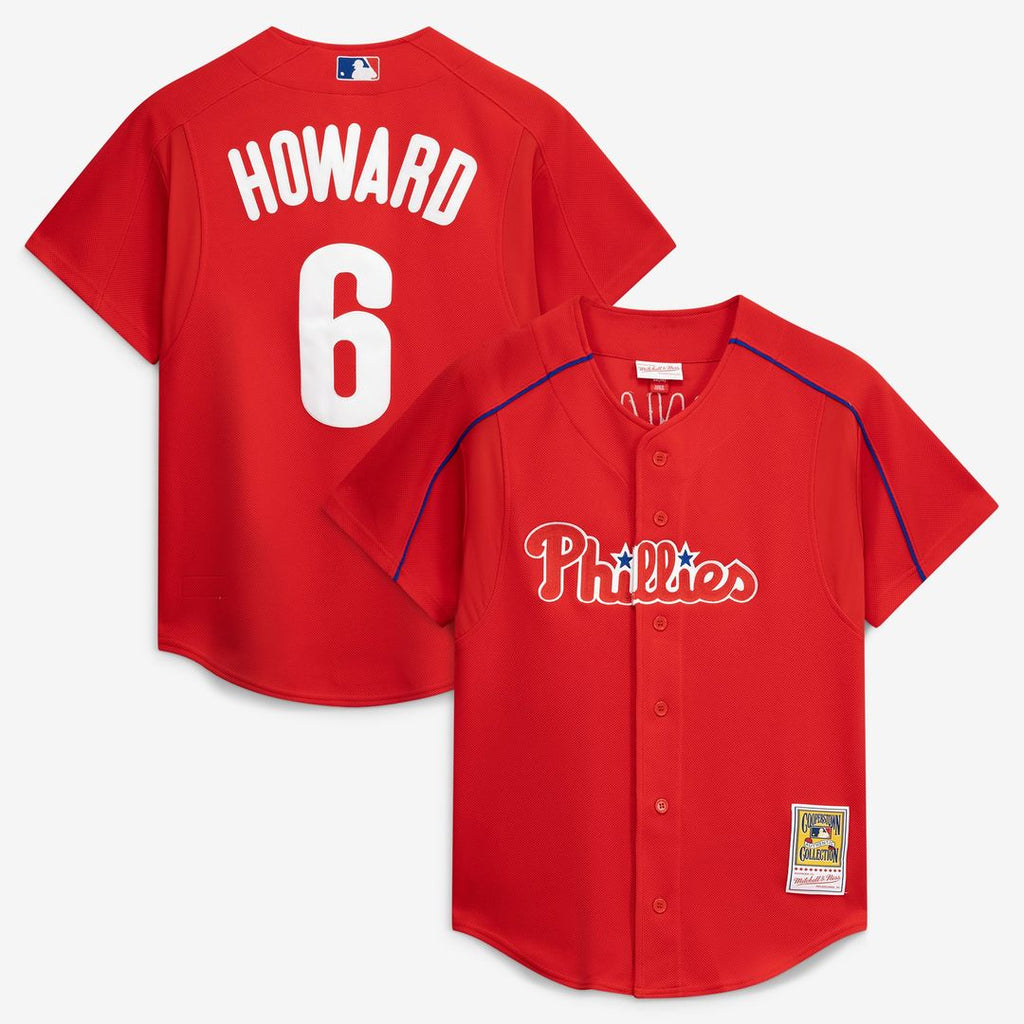 Men's Philadelphia Phillies Ryan Howard Red Cooperstown Collection Batting Practice MLB Baseball Jersey - view 1
