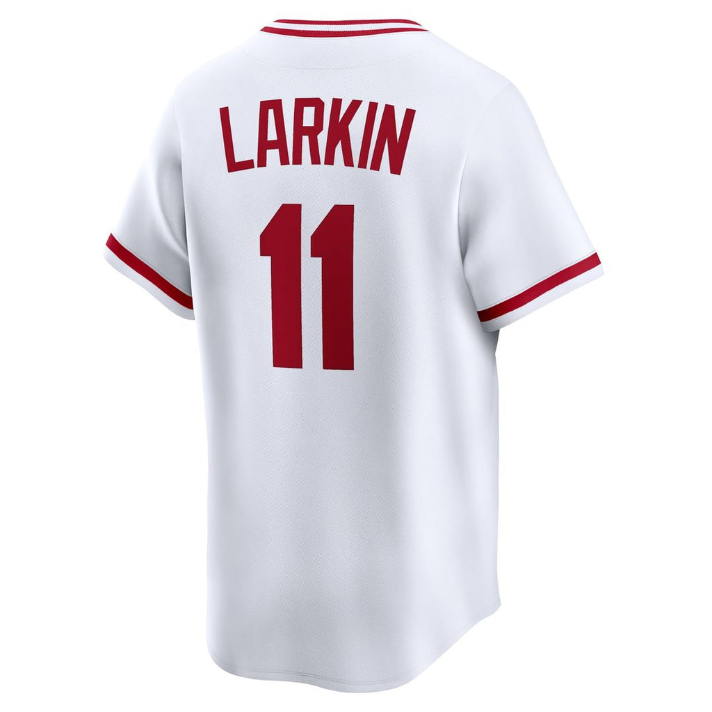 Men's Cincinnati Reds Barry Larkin White Throwback Cooperstown Collection Limited MLB Baseball Jersey - view 3