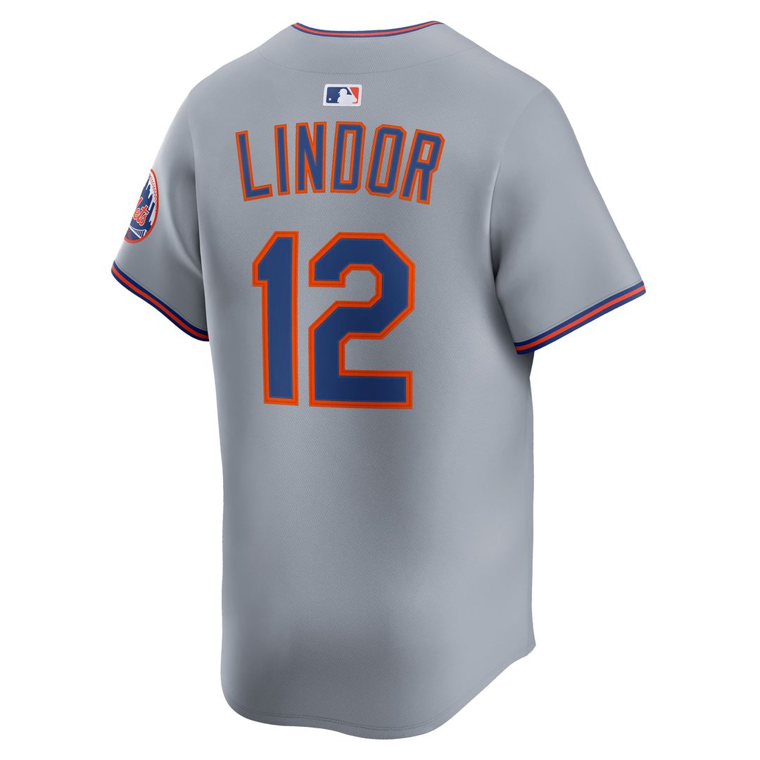 Men's New York Mets Francisco Lindor Gray Road Limited MLB Baseball Jersey - view 6