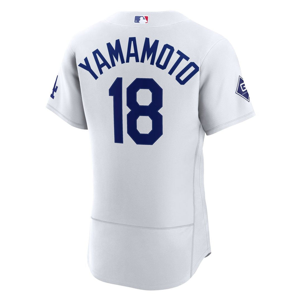 Men's Los Angeles Dodgers Yoshinobu Yamamoto White Home Sponsor Patch MLB Baseball Jersey - view 3