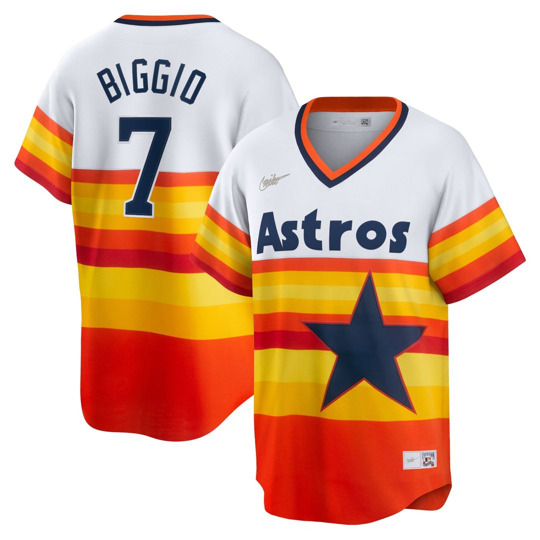 Men's Houston Astros Craig Biggio White Home Cooperstown Collection MLB Baseball Jersey - view 1
