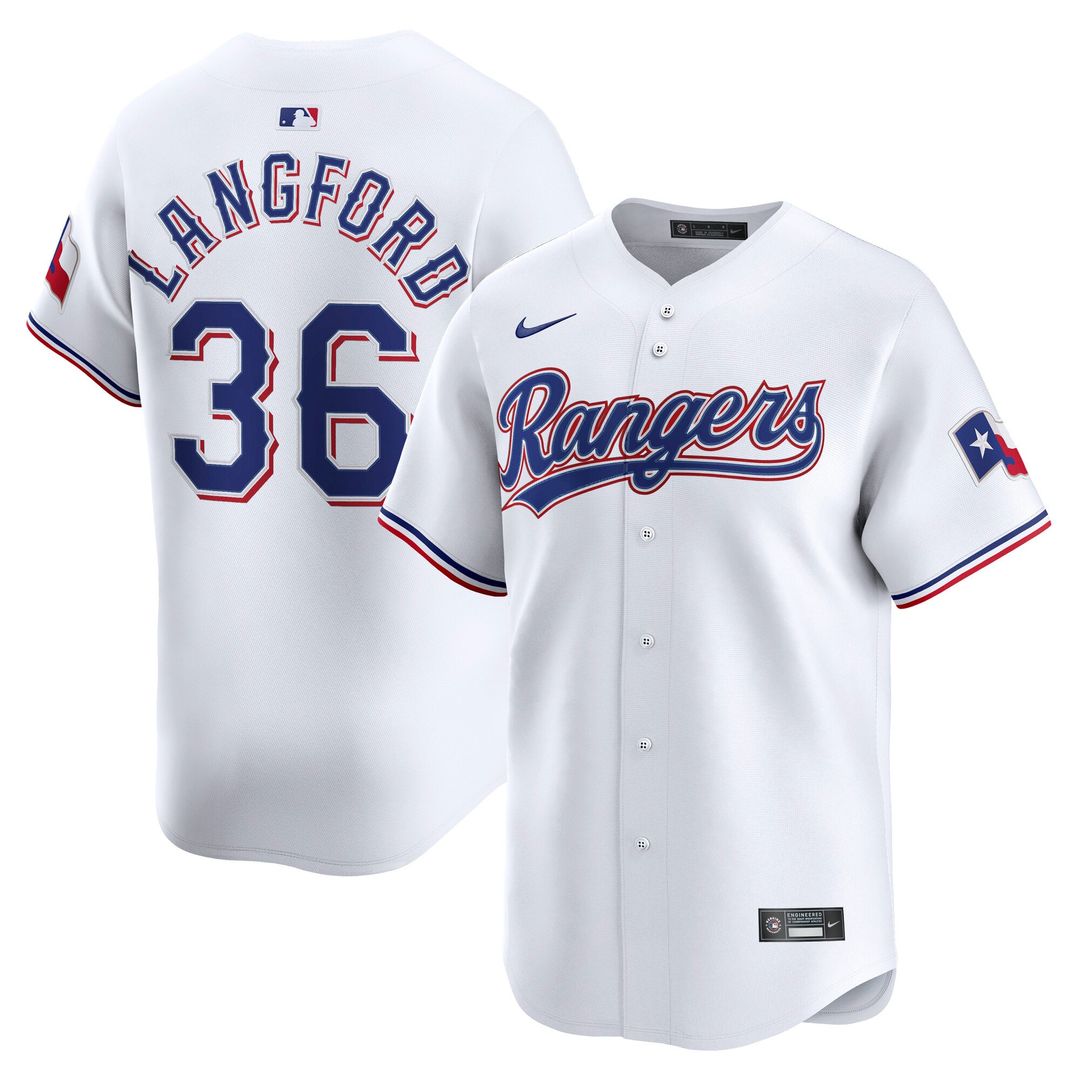 Men's Texas Rangers Wyatt Langford White Home Limited MLB Baseball Jersey - view 1