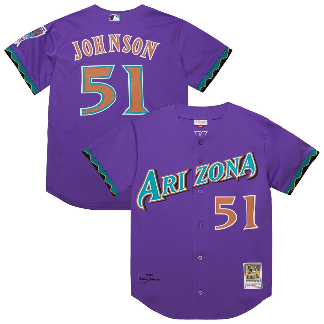 Men's Arizona Diamondbacks Randy Johnson Purple 2000 Throwback MLB Baseball Jersey - view 11