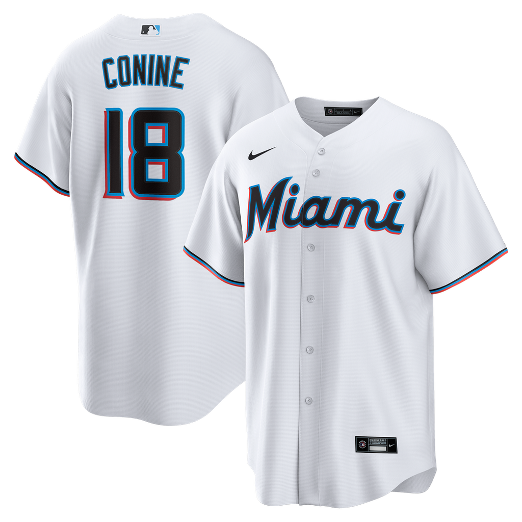 Men's Miami Marlins Griffin Conine White Home Replica MLB Baseball Jersey - view 1