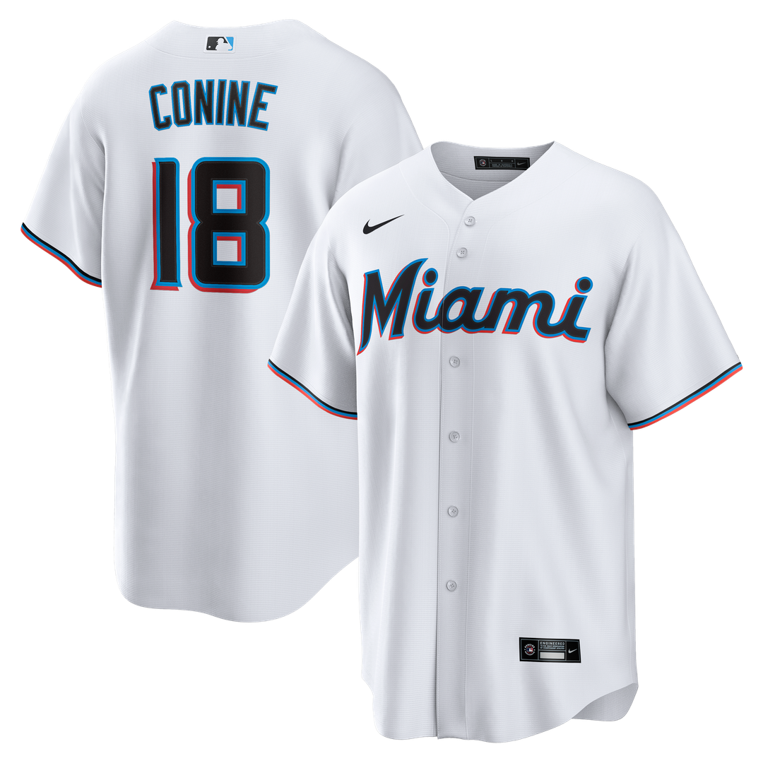 Men's Miami Marlins Griffin Conine White Home Replica MLB Baseball Jersey - view 1