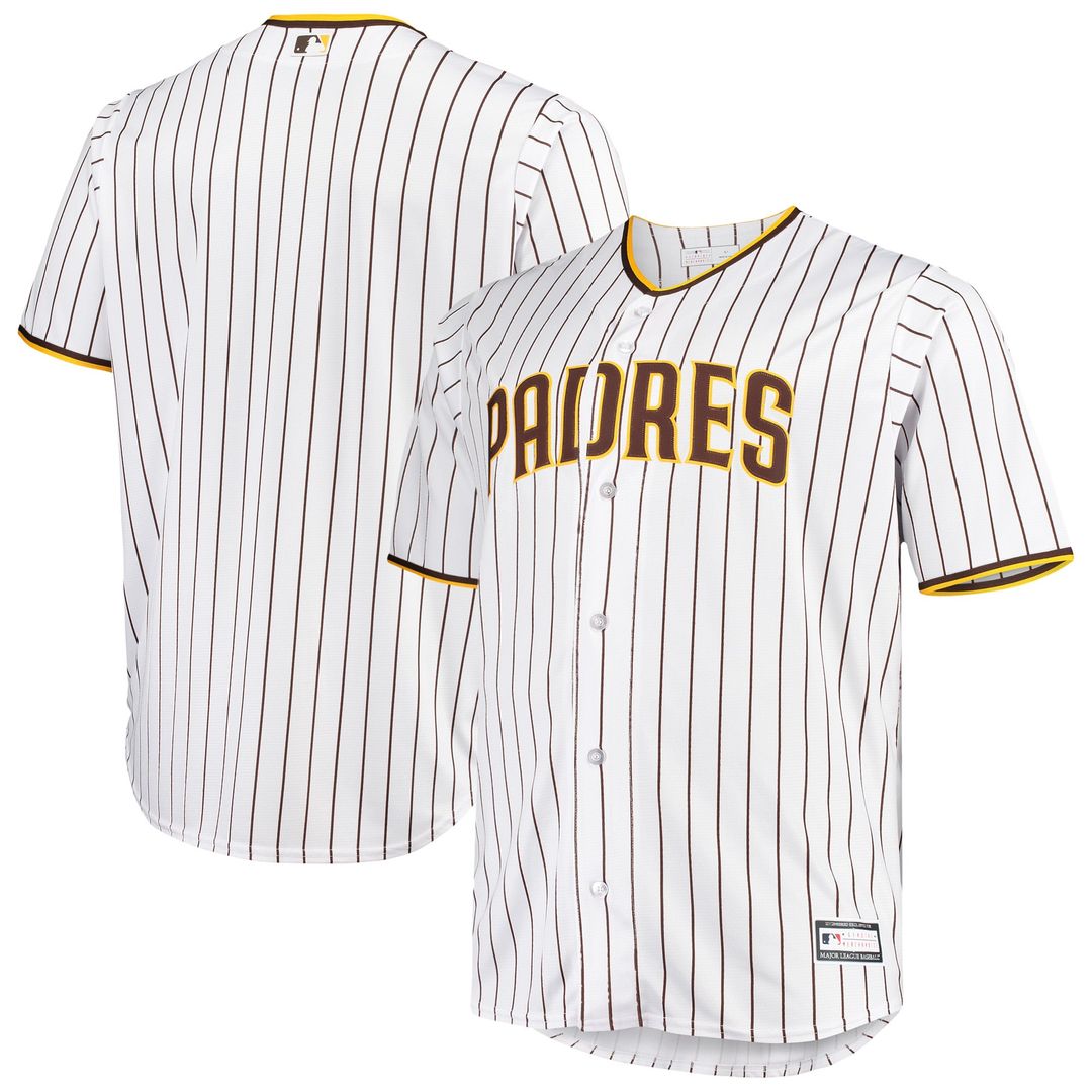 Men's San Diego Padres White/Brown Big & Tall Home Replica MLB Baseball Jersey - view 1