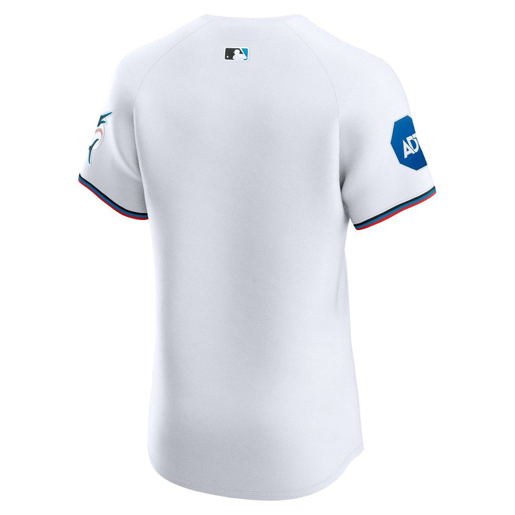 Men's Miami Marlins White Home Elite Patch MLB Baseball Jersey - view 3