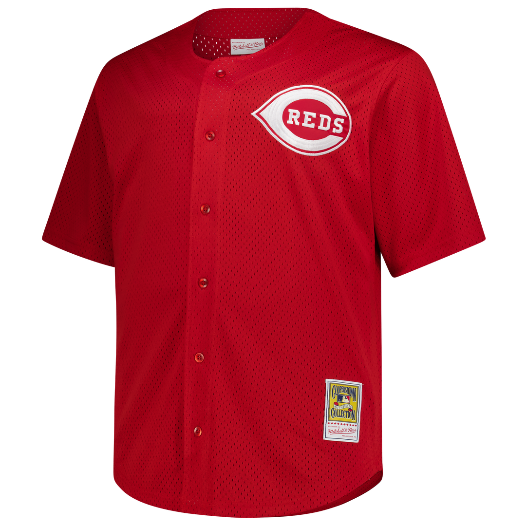 Men's Cincinnati Reds Deion Sanders Red Big & Tall Cooperstown Mesh Batting Practice MLB Baseball Jersey - view 2