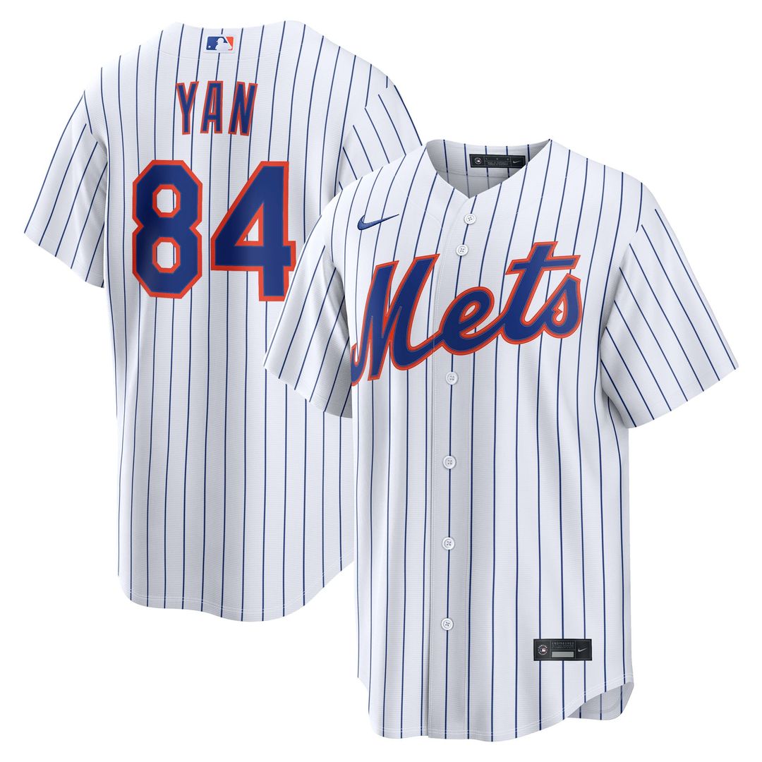 Men's New York Mets Jefry Yan White Home Replica MLB Baseball Jersey - view 1