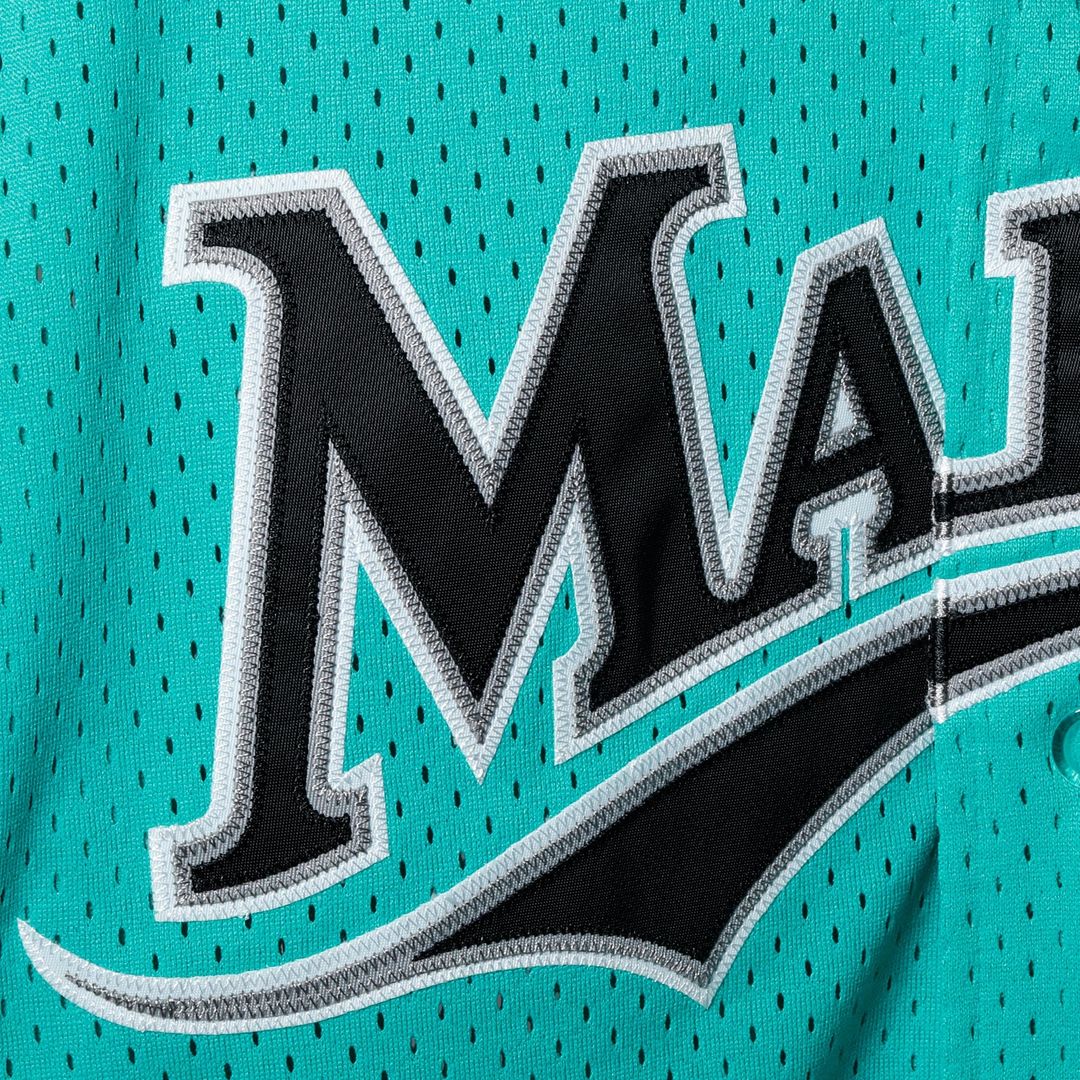 Men's Florida Marlins Andre Dawson Teal Cooperstown Collection Mesh Batting Practice Button-Up MLB Baseball Jersey - view 3
