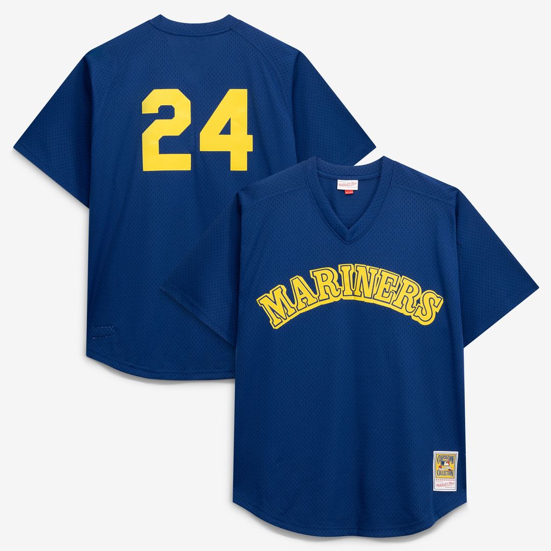 Men's Seattle Mariners Ken Griffey Jr. Royal Big & Tall Cooperstown Collection Mesh Batting Practice MLB Baseball Jersey - view 1