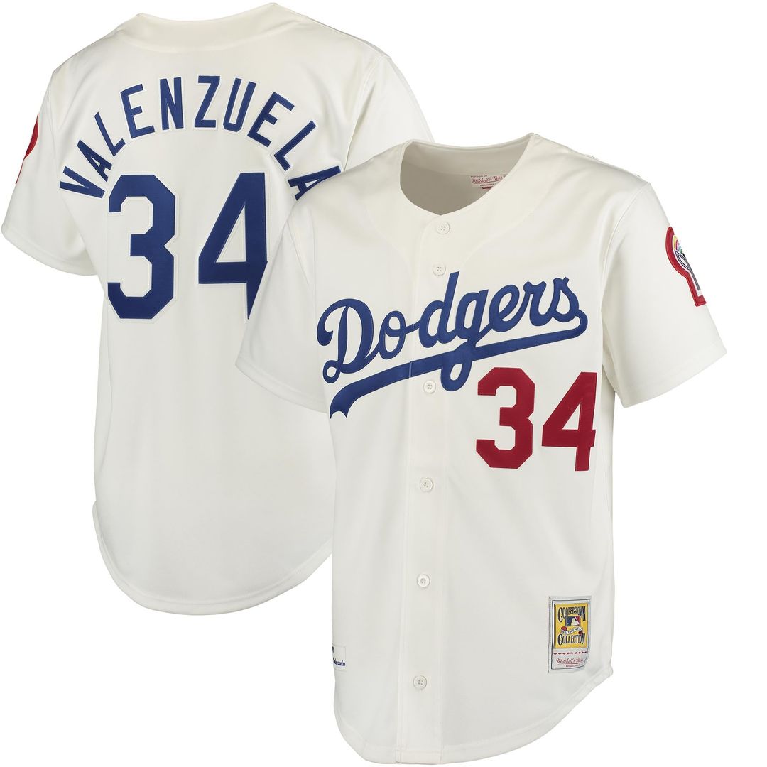 Men's Los Angeles Dodgers Fernando Valenzuela Gray MLB Baseball Jersey - view 1