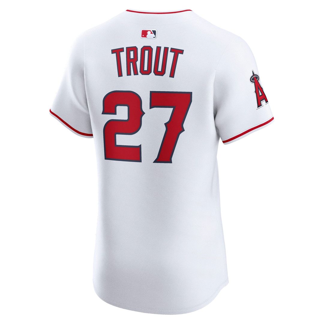 Men's Los Angeles Angels Mike Trout White Home Elite MLB Baseball Jersey - view 3