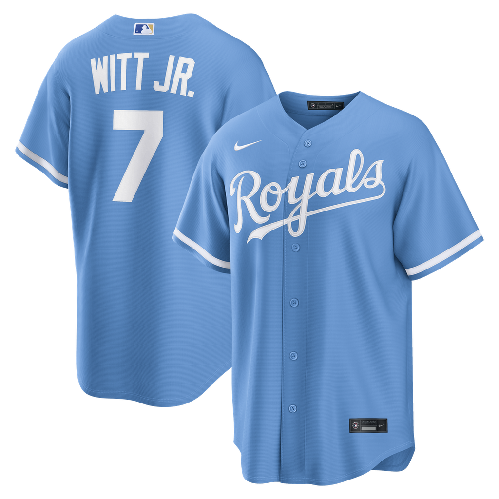 Men's Kansas City Royals Bobby Witt Jr. Light Blue Alternate Replica MLB Baseball Jersey - view 4