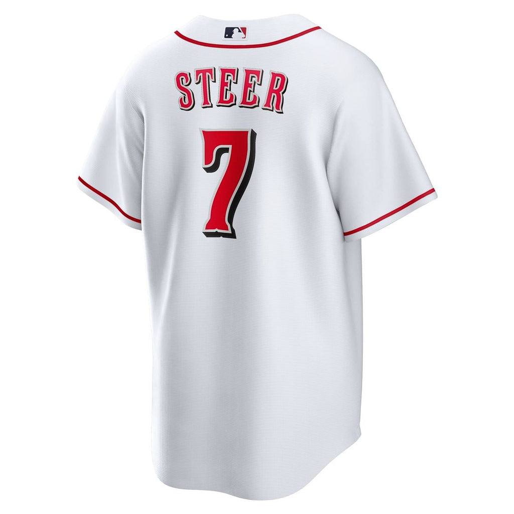 Men's Cincinnati Reds Spencer Steer White Home Replica MLB Baseball Jersey - view 3