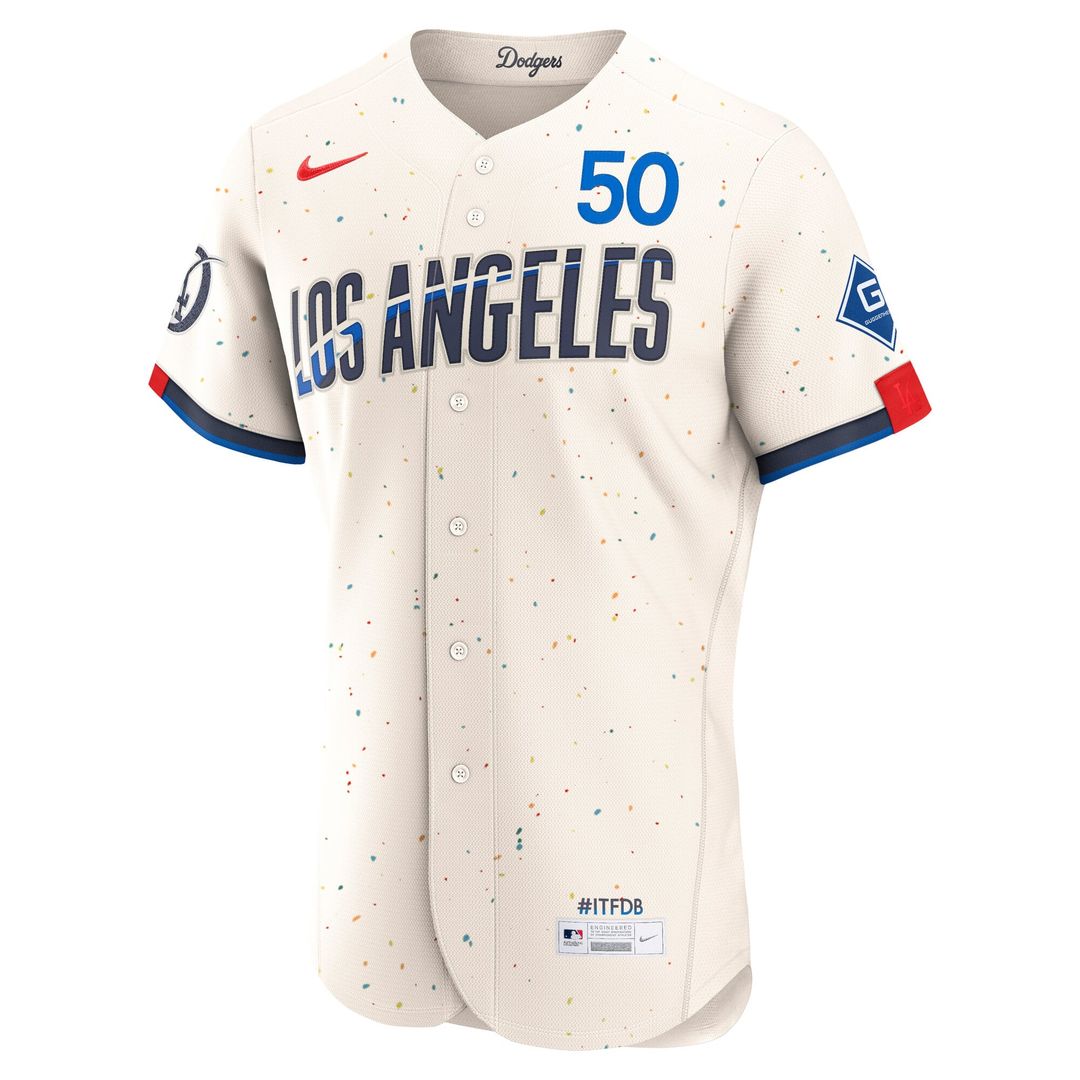 Men's Los Angeles Dodgers Mookie Betts Cream City Connect Sponsor Patch MLB Baseball Jersey - view 2