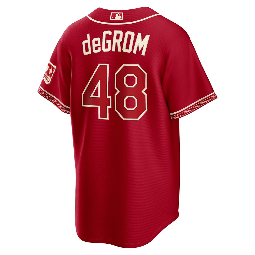 Men's Texas Rangers Jacob deGrom Red 2026 City Connect Stadium MLB Baseball Jersey - view 3