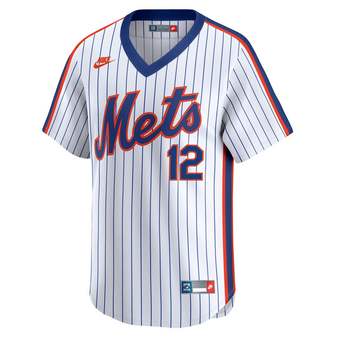 Men's New York Mets Francisco Lindor White Throwback Cooperstown Collection Limited MLB Baseball Jersey - view 2