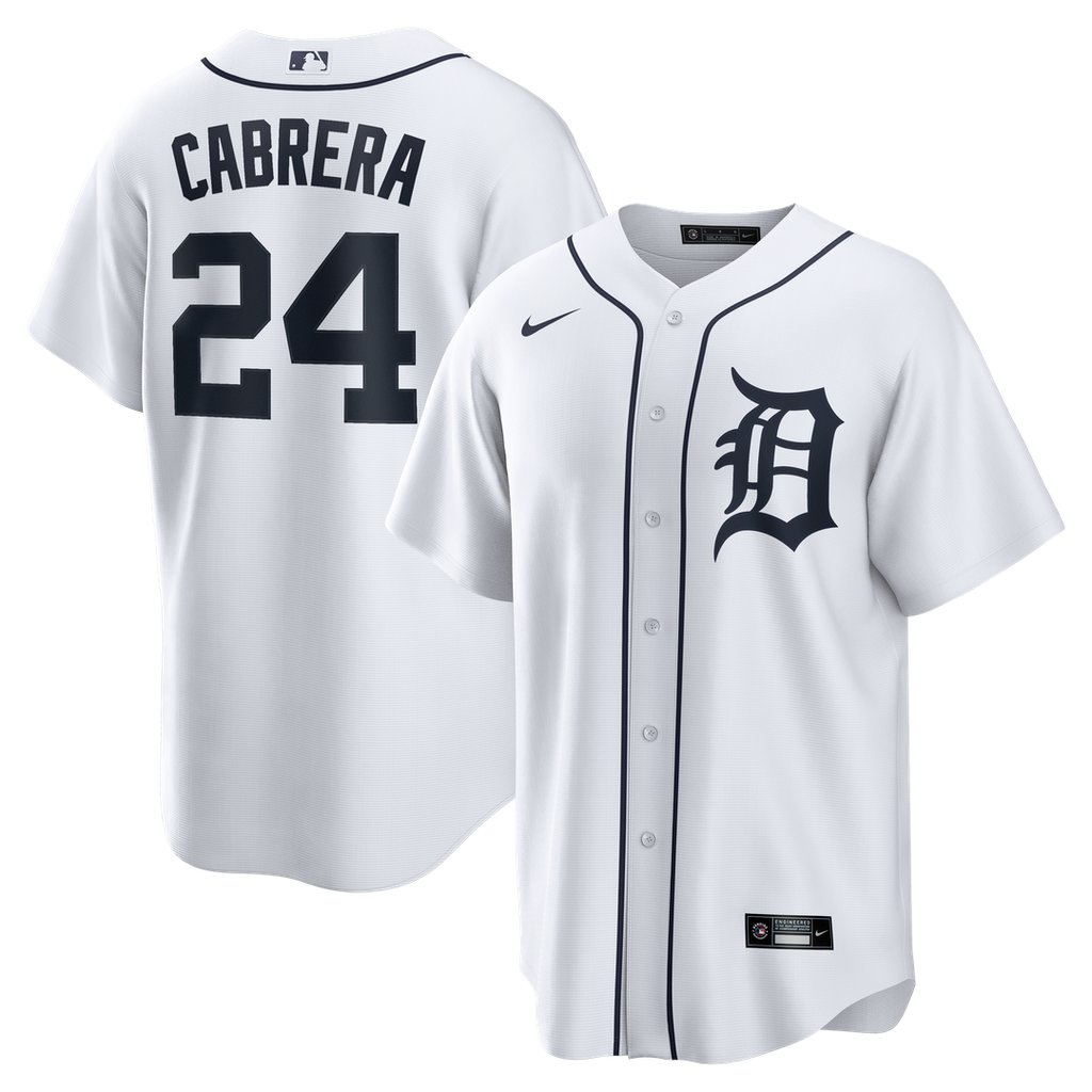 Men's Detroit Tigers Miguel Cabrera White Home Retired Player Replica MLB Baseball Jersey - view 1