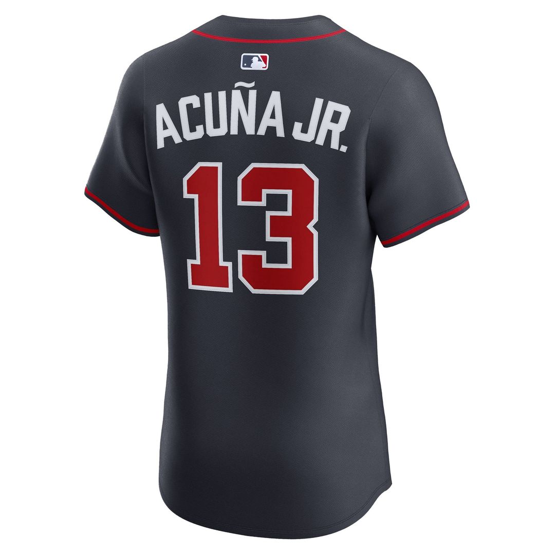 Men's Atlanta Braves Ronald Acuña Jr. Navy Alternate Elite MLB Baseball Jersey - view 6