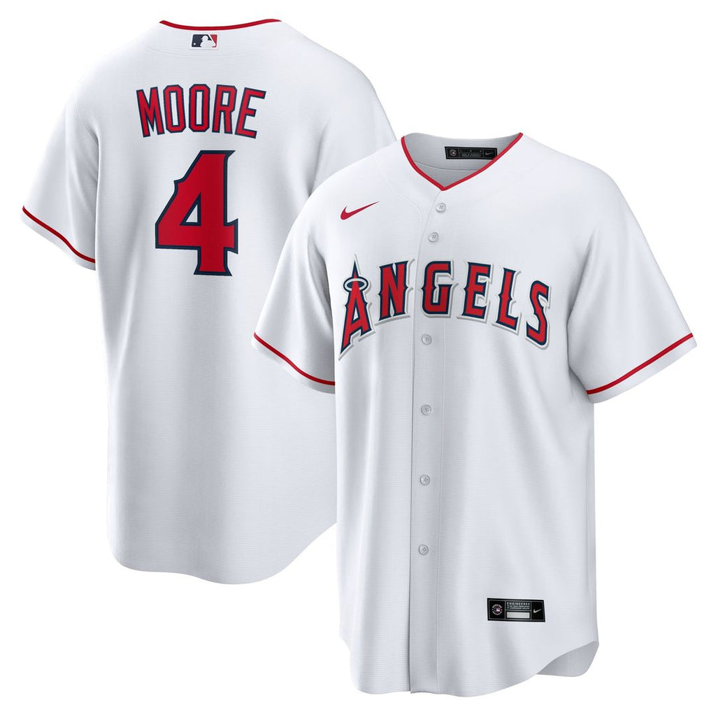 Men's Los Angeles Angels Christian Moore White Home Replica MLB Baseball Jersey - view 1