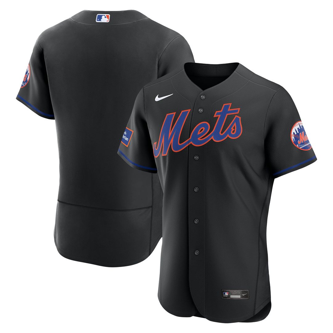Men's New York Mets White Home Sponsor Patch MLB Baseball Jersey - view 7