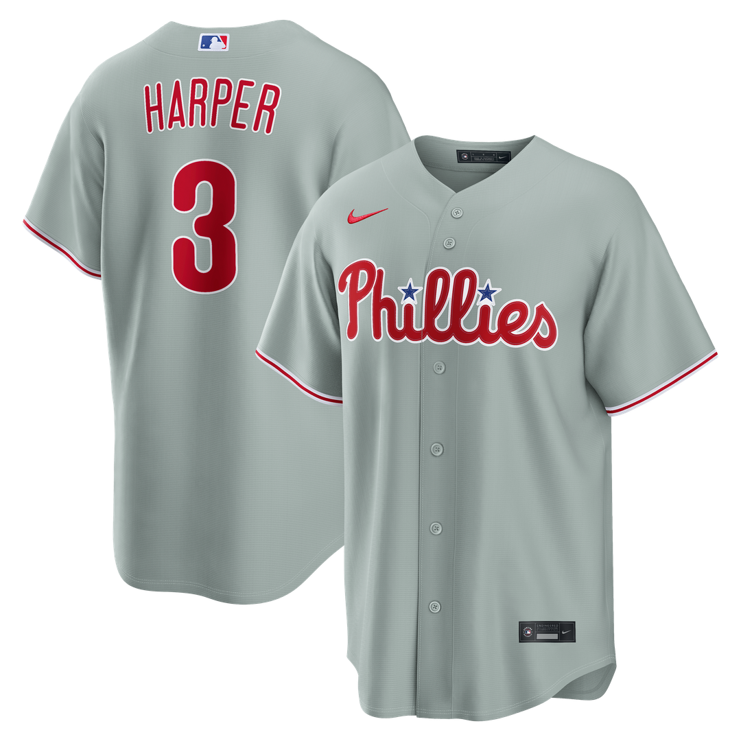 Men's Philadelphia Phillies Bryce Harper Gray Road Replica MLB Baseball Jersey - view 15