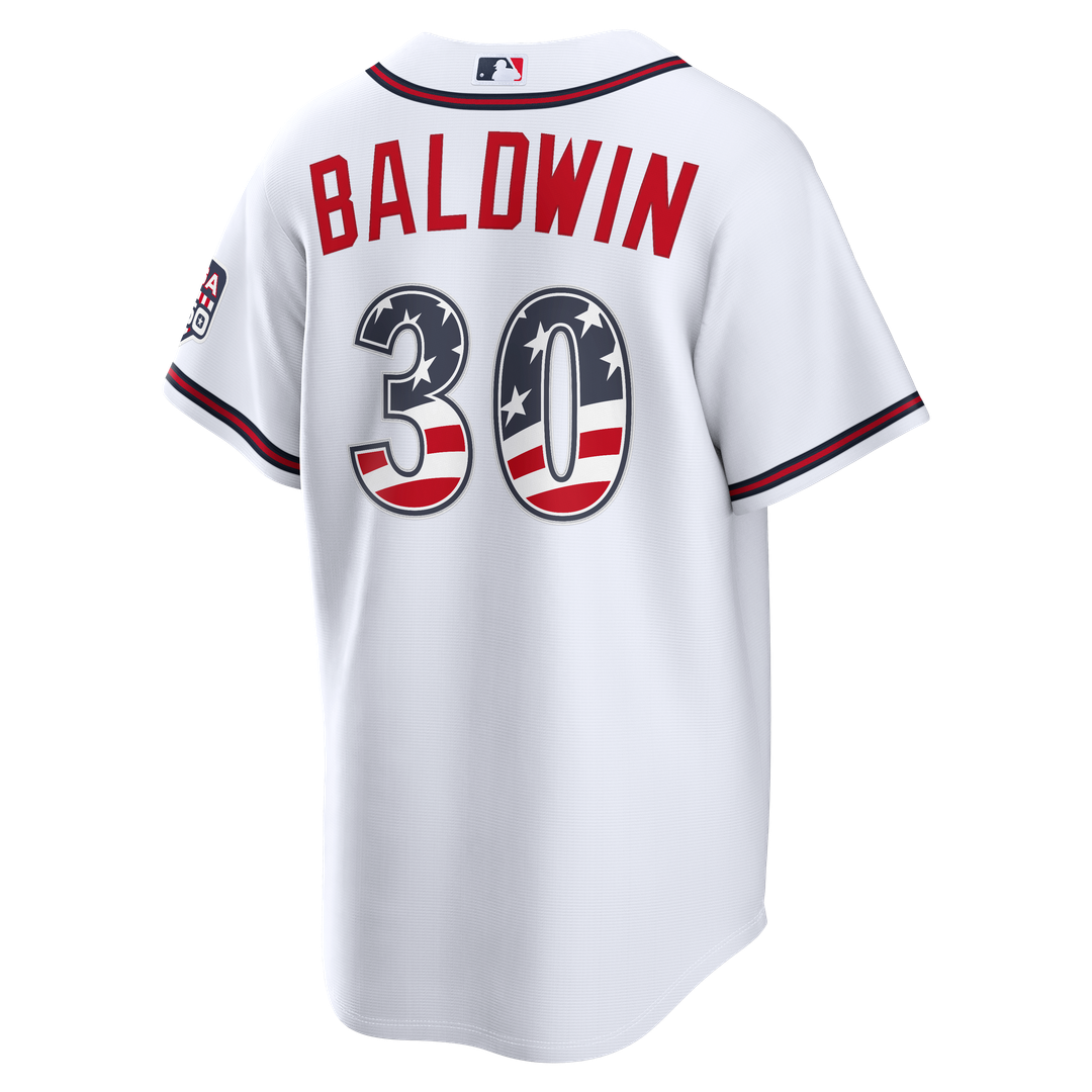 Men's Fourth of July Men's Atlanta Braves Drake Baldwin White USA 250 Stadium MLB Baseball Jersey - view 3