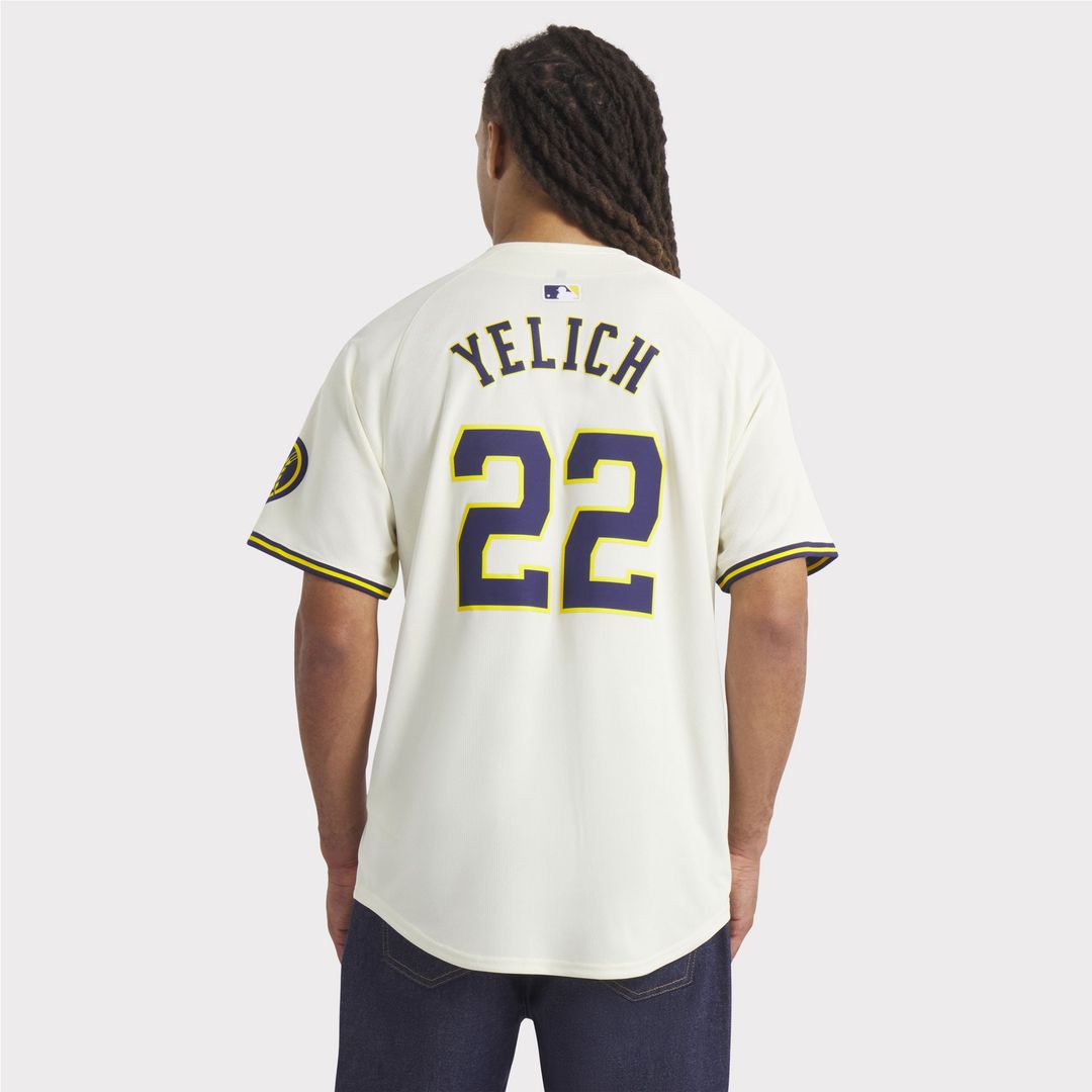 Men's Milwaukee Brewers Christian Yelich Cream Home Limited MLB Baseball Jersey - view 6