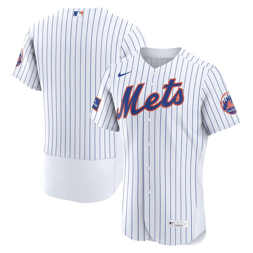 Men's New York Mets White Home Sponsor Patch MLB Baseball Jersey - view 4