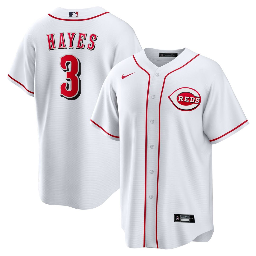 Men's Cincinnati Reds Ke'Bryan Hayes White Home Replica MLB Baseball Jersey - view 1