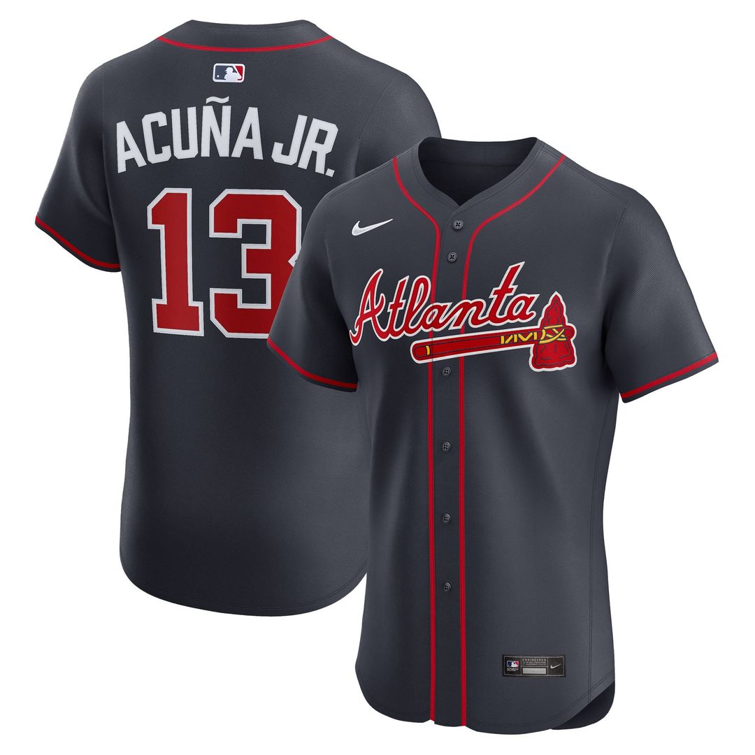 Men's Atlanta Braves Ronald Acuña Jr. White Home Elite MLB Baseball Jersey - view 7