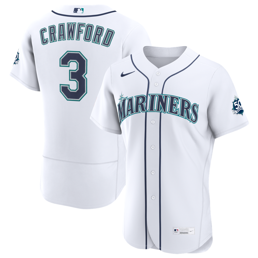 Men's Seattle Mariners J.P. Crawford White Home 50th Season MLB Baseball Jersey - view 1