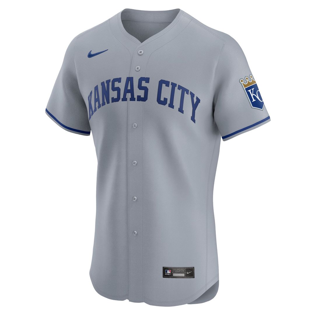 Men's Kansas City Royals Gray Road Elite Patch MLB Baseball Jersey - view 5