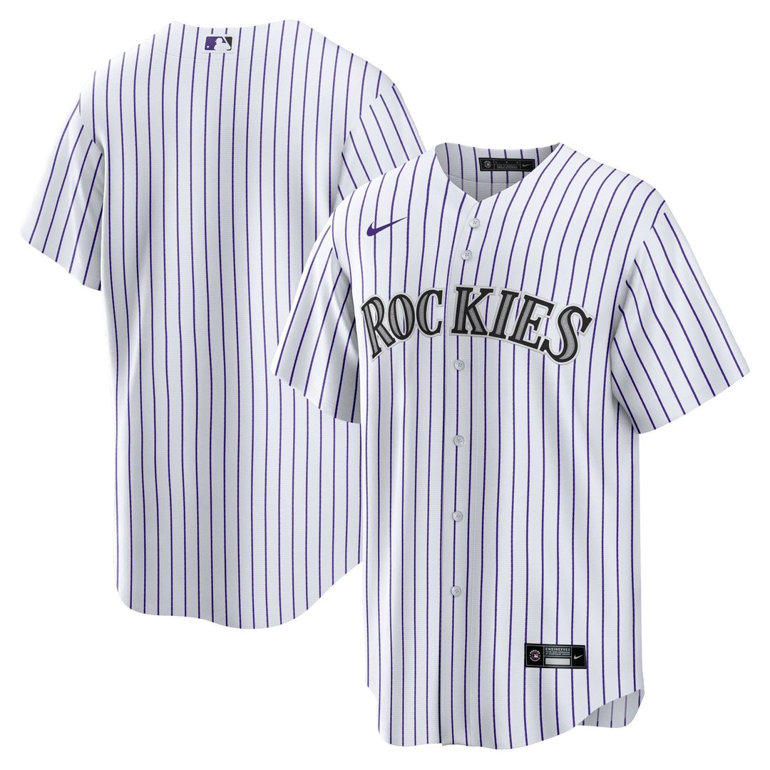 Men's Colorado Rockies White Home Blank Replica MLB Baseball Jersey - view 1