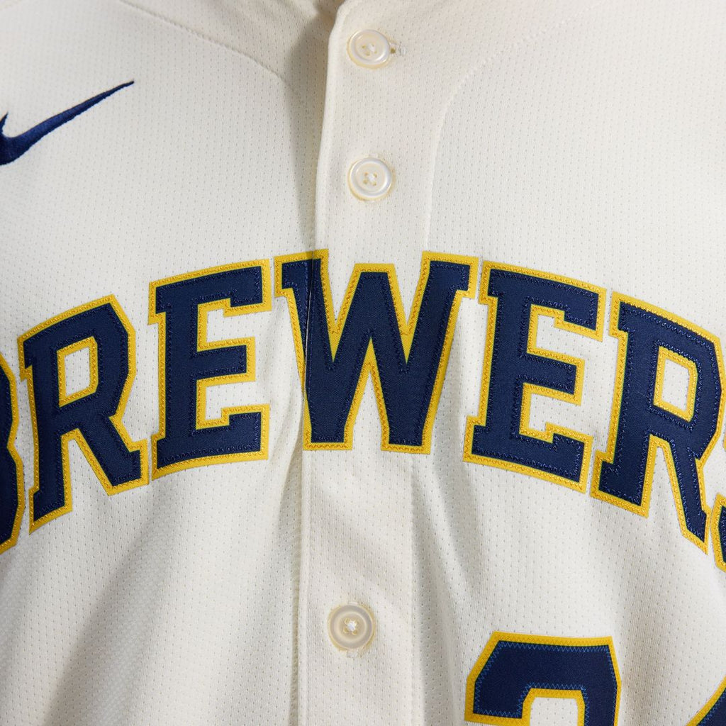Men's Milwaukee Brewers William Contreras Cream Home Limited MLB Baseball Jersey - view 11