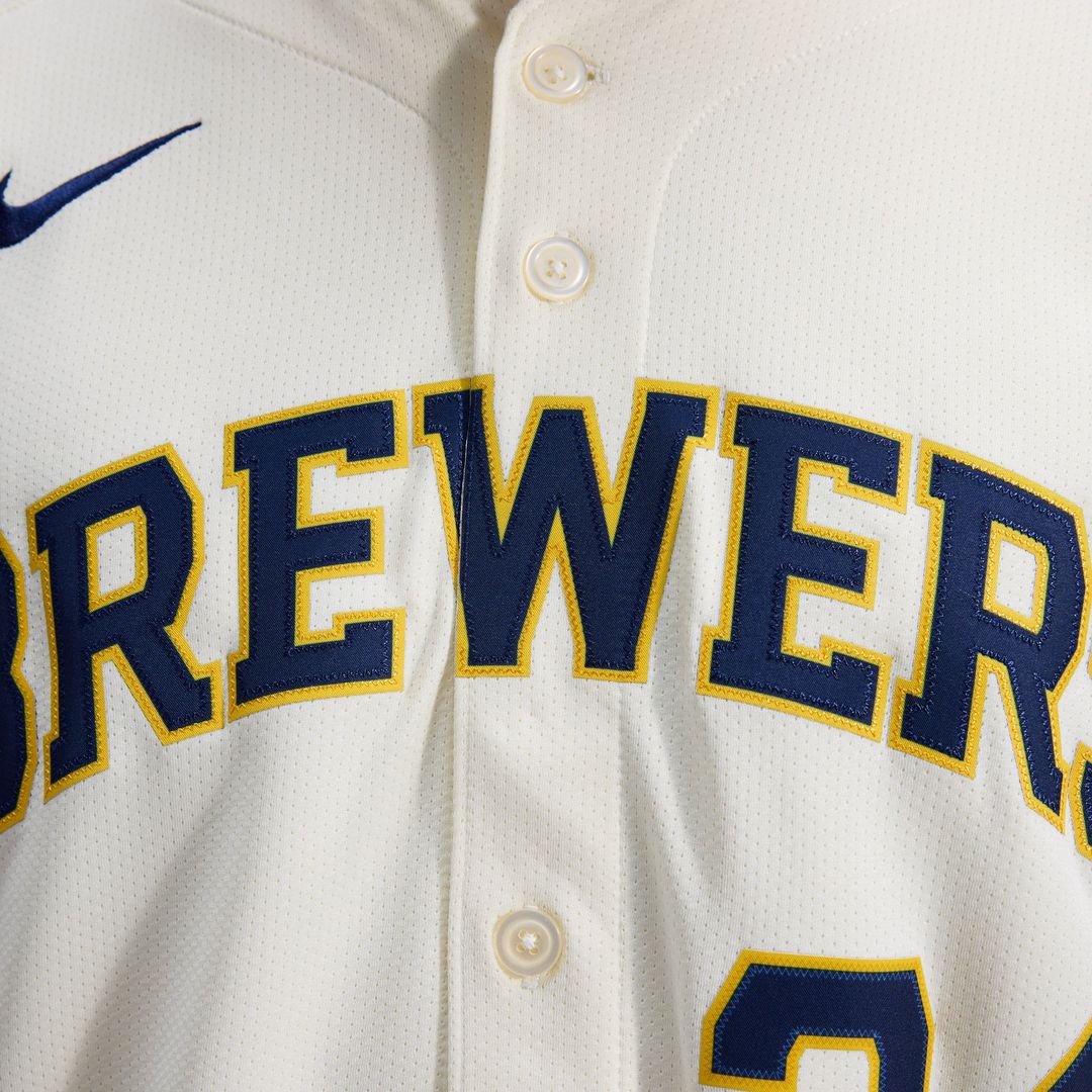 Men's Milwaukee Brewers William Contreras Cream Home Limited MLB Baseball Jersey - view 11