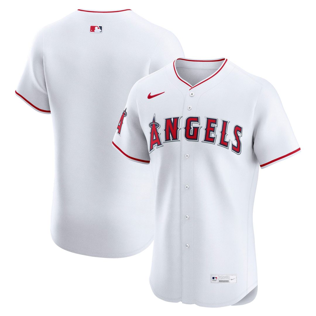 Men's Los Angeles Angels White Home Elite MLB Baseball Jersey - view 4