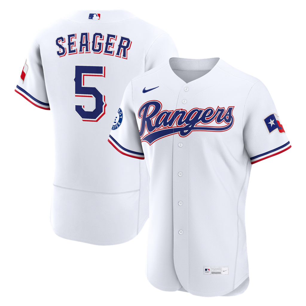 Men's Texas Rangers Corey Seager White Home Sponsor Patch MLB Baseball Jersey - view 1