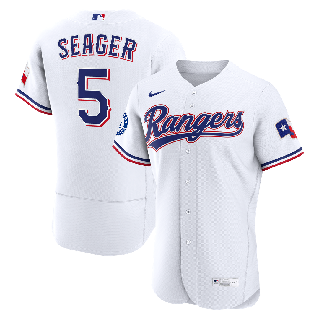 Men's Texas Rangers Corey Seager White Home Sponsor Patch MLB Baseball Jersey - view 1