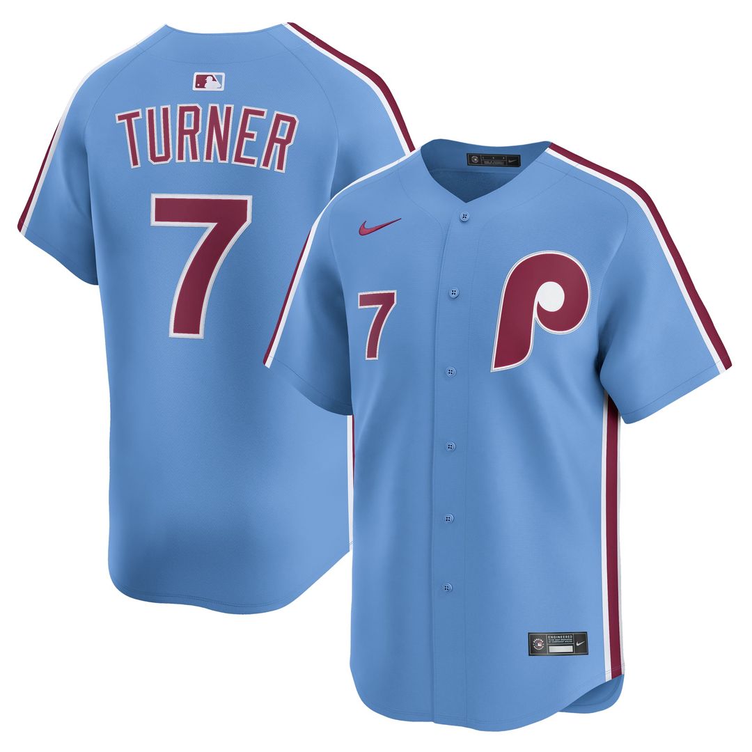 Men's Philadelphia Phillies Trea Turner Light Blue Alternate Limited MLB Baseball Jersey - view 1