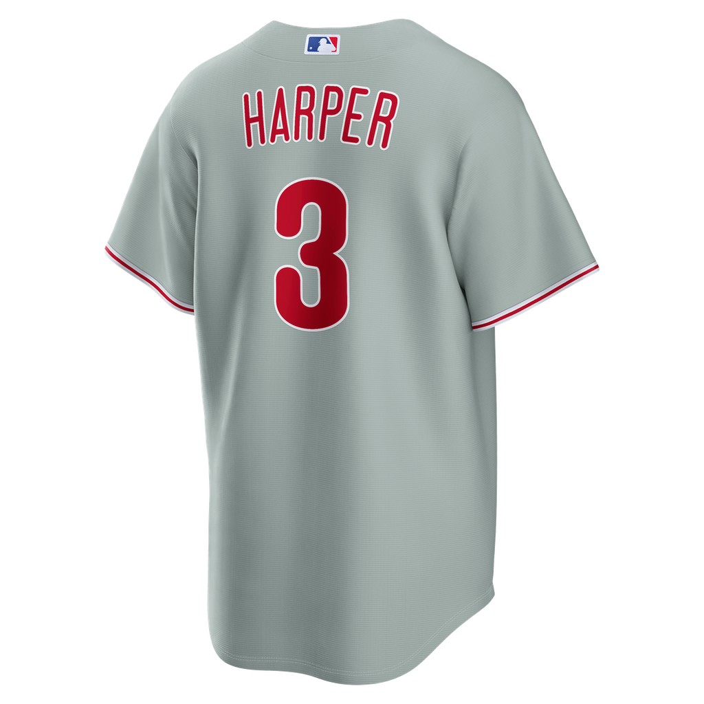 Men's Philadelphia Phillies Bryce Harper Gray Road Replica MLB Baseball Jersey - view 8