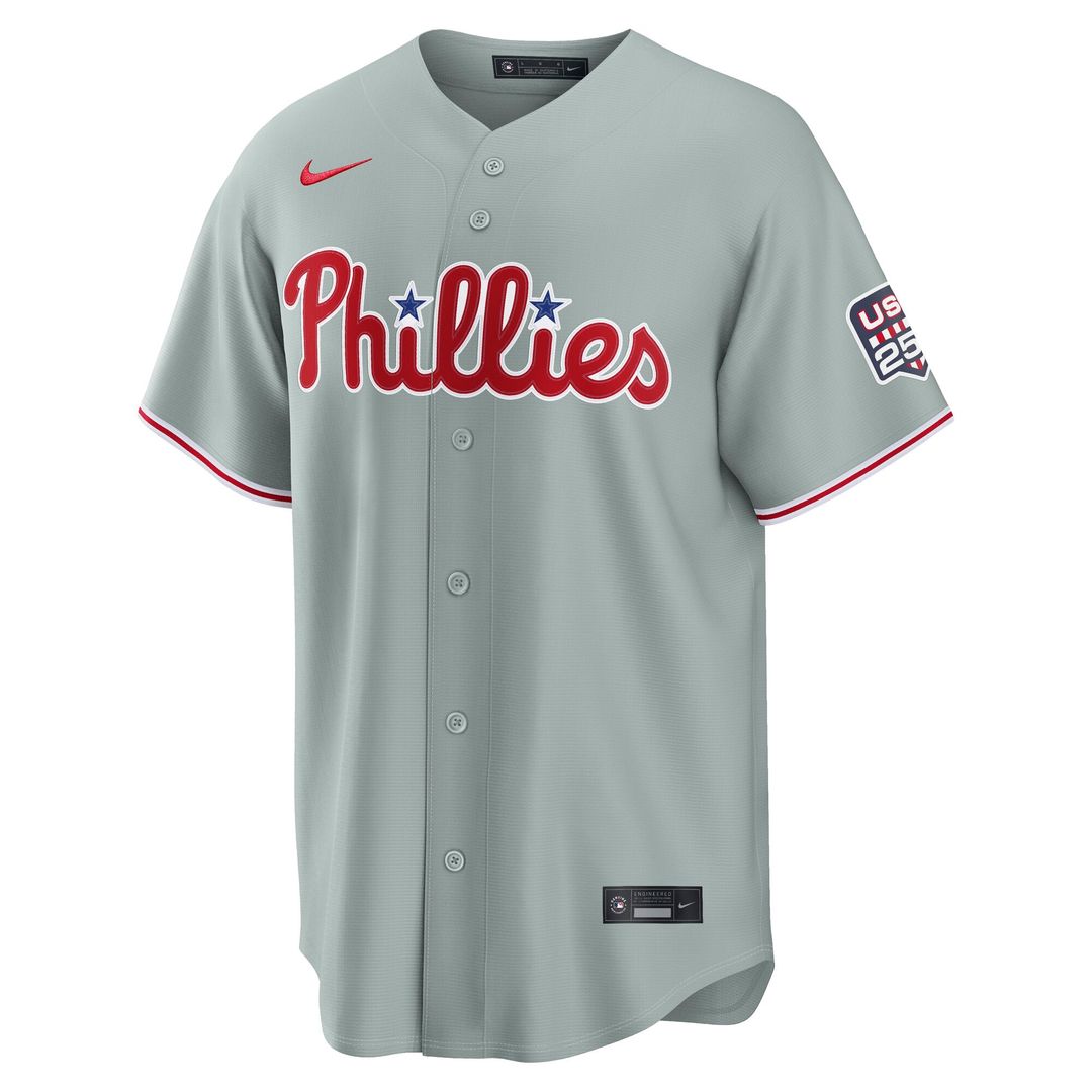 Men's Fourth of July Men's Philadelphia Phillies Cristopher Sanchez Gray USA 250 Stadium MLB Baseball Jersey - view 2