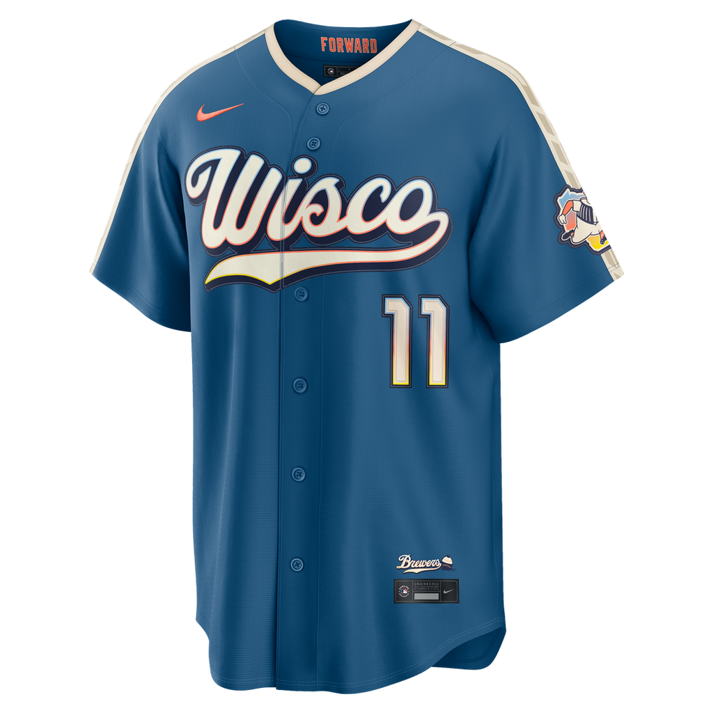 Men's Milwaukee Brewers Jackson Chourio Mineral Blue 2026 City Connect Stadium MLB Baseball Jersey - view 2