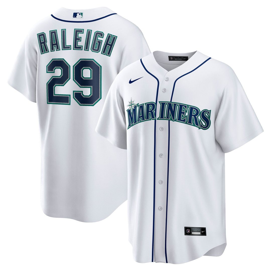 Men's Seattle Mariners Cal Raleigh White Home Replica MLB Baseball Jersey - view 1