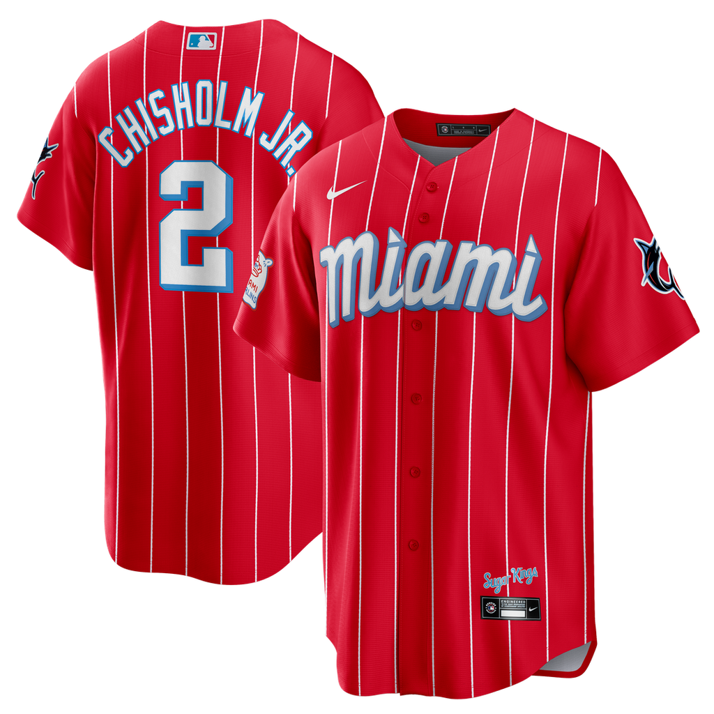 Men's Miami Marlins Jazz Chisholm Jr. Red City Connect Replica MLB Baseball Jersey - view 1
