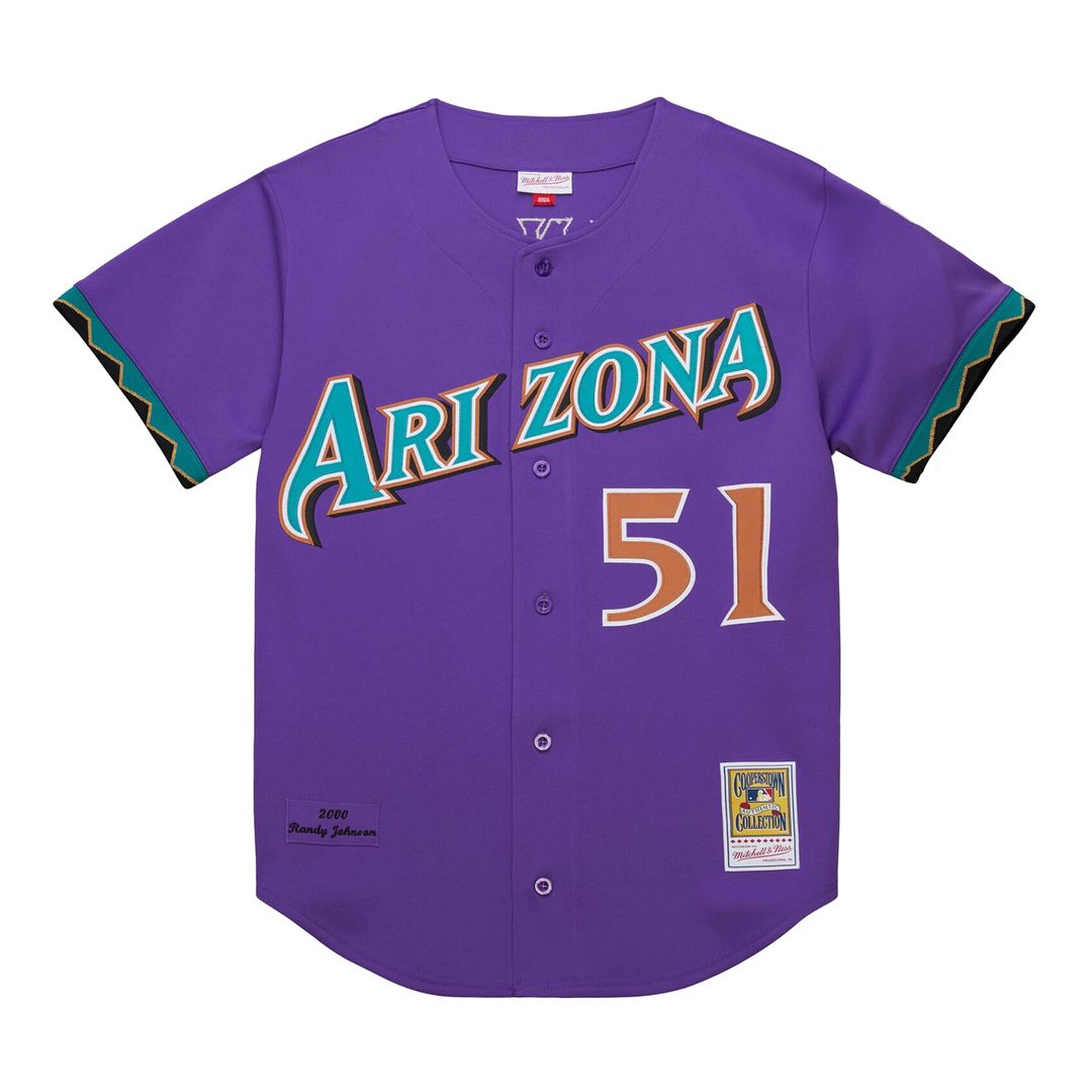Men's Arizona Diamondbacks Randy Johnson Purple 2000 Throwback MLB Baseball Jersey - view 12